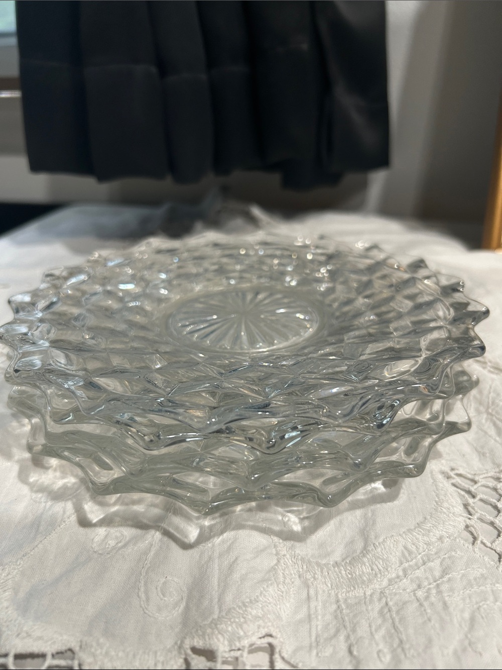 Scalloped Clear Glass Dessert Plates - Set of 4